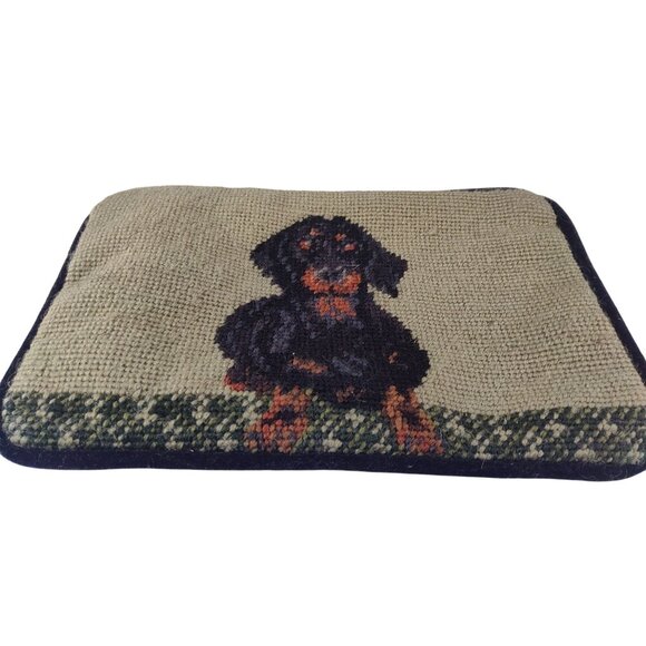 Dachshund Needlepoint Zip Pouch 100% Wool On 100% Cotton Canvas - Picture 10 of 12